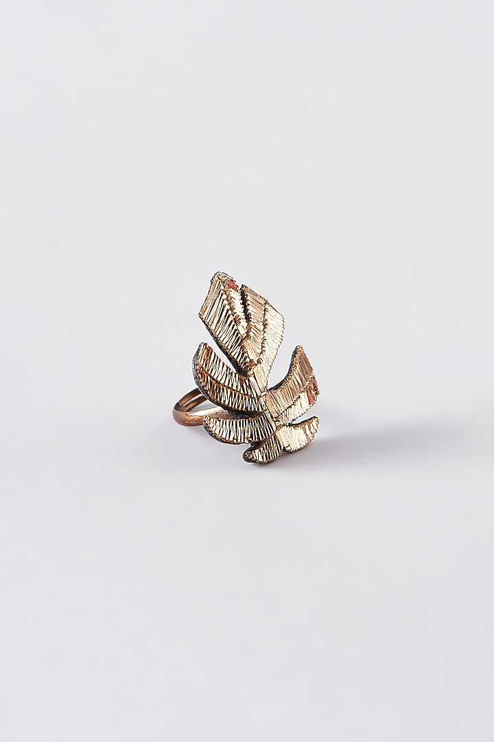 Mukaish & Zardosi Embroidered Ring by Iguana By Swasti Parekh at Pernia's Pop Up Shop