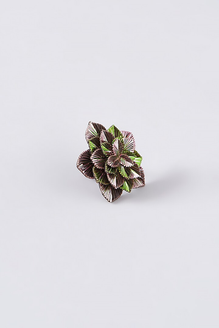 Mukaish & Zardosi Embroidered Floral Ring by Iguana By Swasti Parekh at Pernia's Pop Up Shop