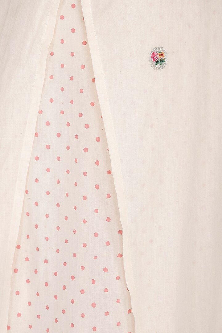 Ivory Embroidered & Block Printed Tunic by IHA at Pernia's Pop Up Shop