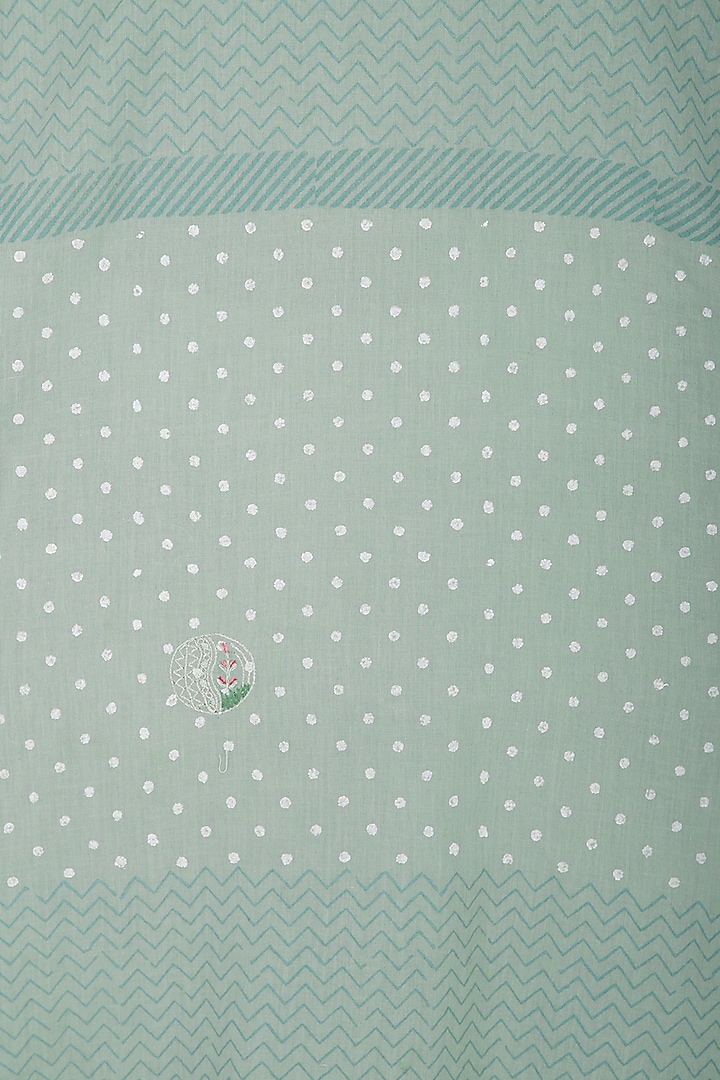 Mint Green Embroidered & Block Printed Shift Summer Dress by IHA at Pernia's Pop Up Shop