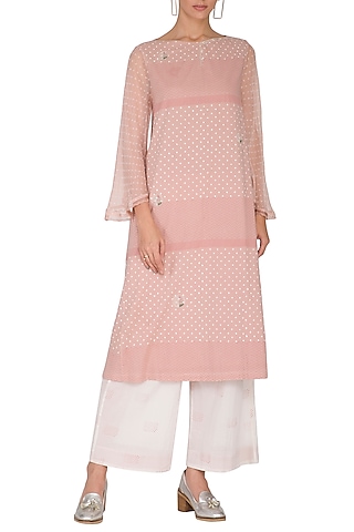 Ivory Block Printed Palazzo Pants by IHA