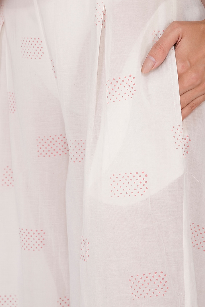 Ivory Block Printed Palazzo Pants by IHA at Pernia's Pop Up Shop