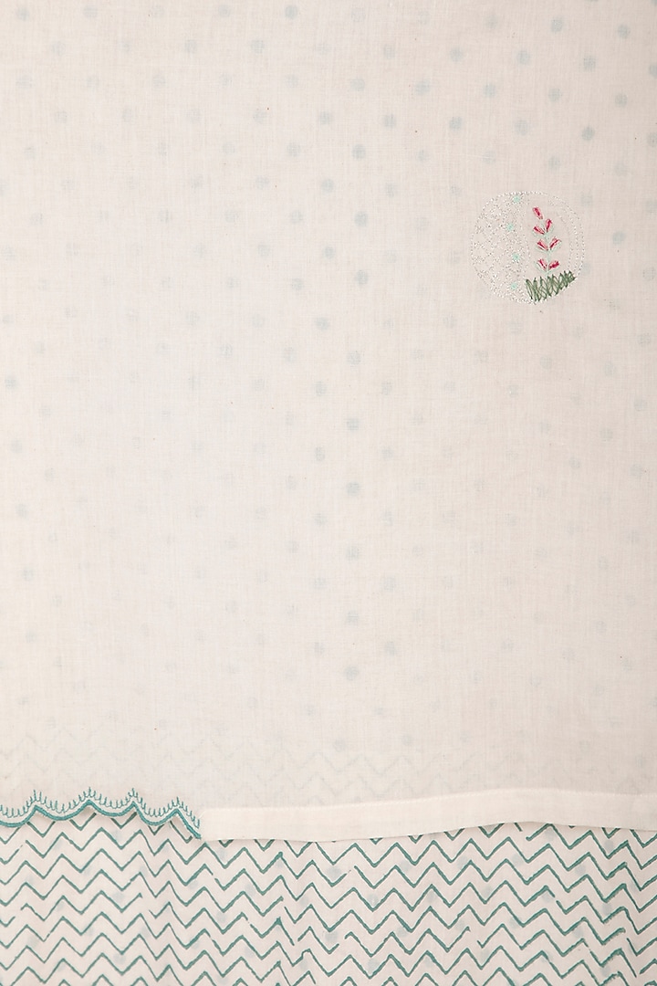 Ivory Embroidered & Block Printed Layered Summer Dress by IHA at Pernia's Pop Up Shop