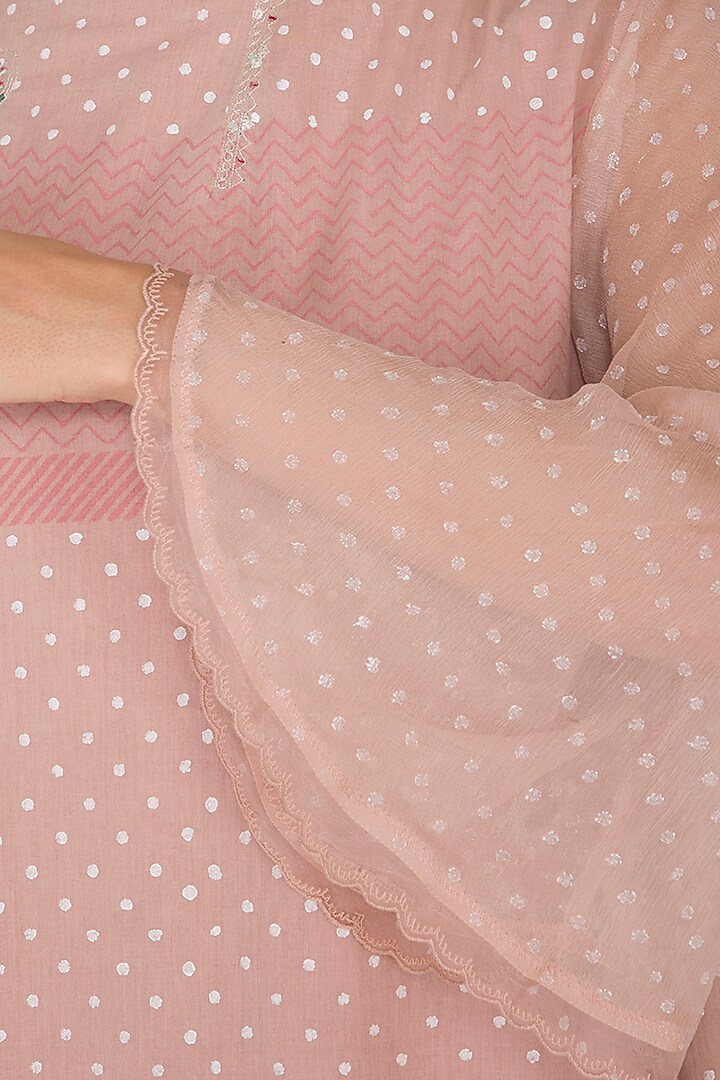 Blush Pink Embroidered & Block Printed Summer Dress by IHA at Pernia's Pop Up Shop