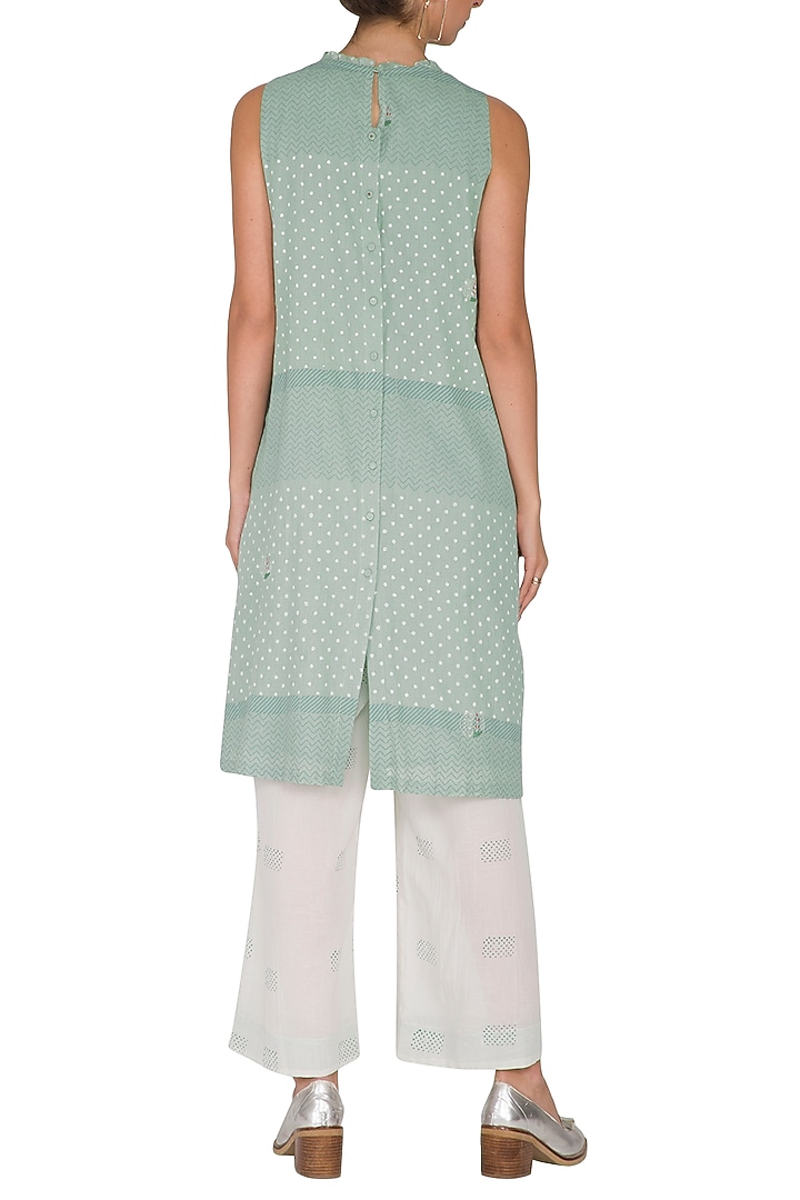 Ivory Hand Block Printed Palazzo Pants by IHA at Pernia's Pop Up Shop