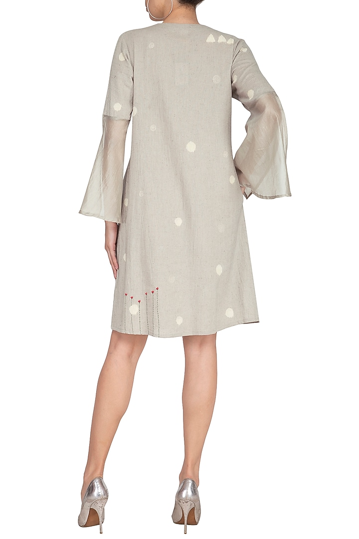 Dusty Grey Embroidered Shift Summer Dress by IHA at Pernia's Pop Up Shop