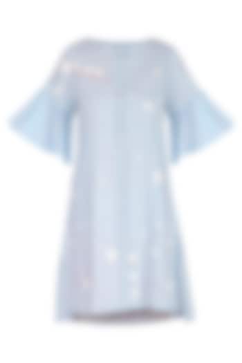 Powder Blue Embroidered Shift Dress by IHA