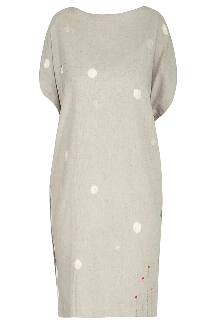Dusty Grey Embroidered Tunic Dress by IHA