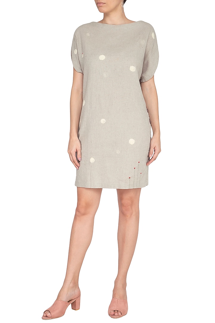 Dusty Grey Embroidered Tunic Dress by IHA at Pernia's Pop Up Shop