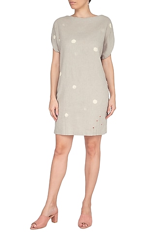 Dusty Grey Embroidered Tunic Dress by IHA