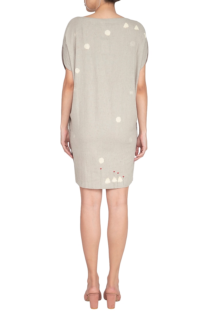 Dusty Grey Embroidered Tunic Dress by IHA at Pernia's Pop Up Shop