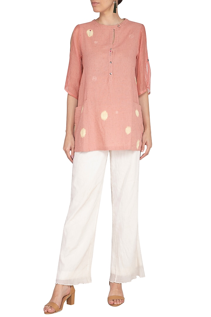 Dusty Pink Embroidered Flared Top by IHA at Pernia's Pop Up Shop