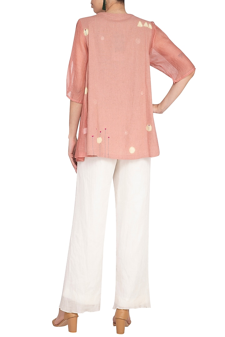 Dusty Pink Embroidered Flared Top by IHA at Pernia's Pop Up Shop