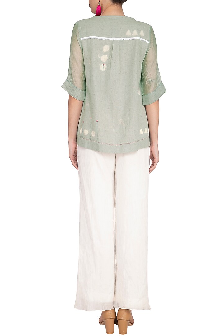 Teal Green Embroidered Top by IHA at Pernia's Pop Up Shop