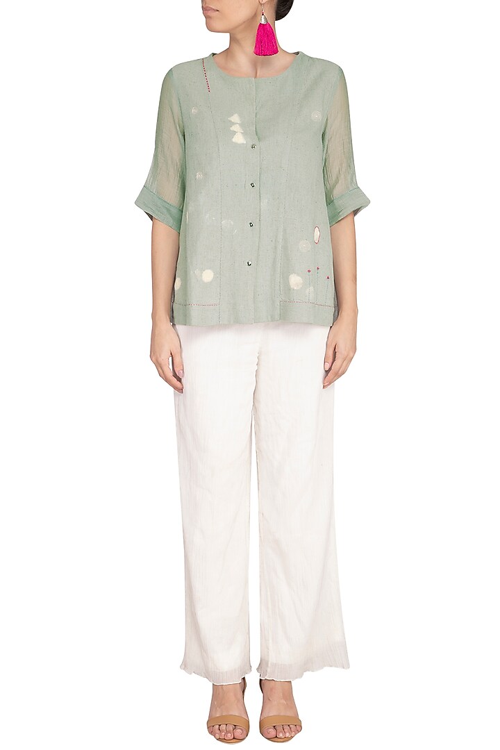 Teal Green Embroidered Top by IHA at Pernia's Pop Up Shop