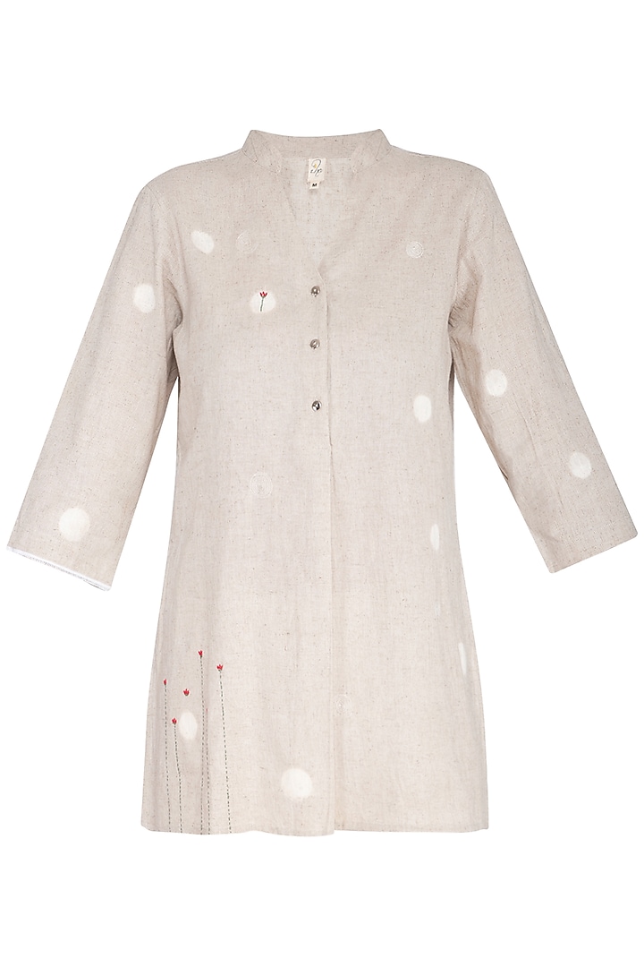Natural Embroidered Shirt by IHA