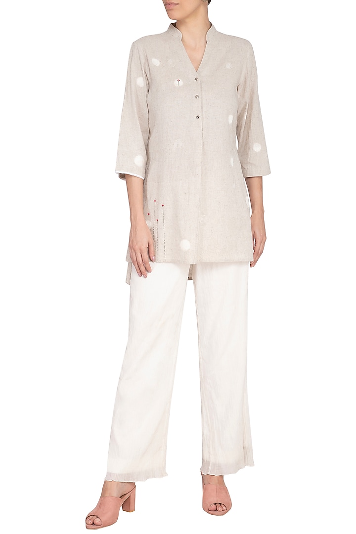 Natural Embroidered Shirt by IHA at Pernia's Pop Up Shop