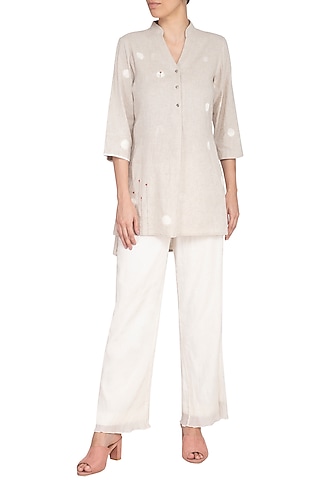 Natural Embroidered Shirt by IHA