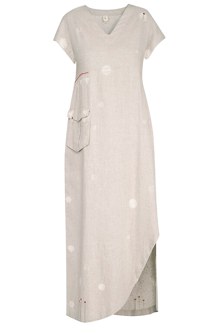 Natural Embroidered Maxi Dress by IHA