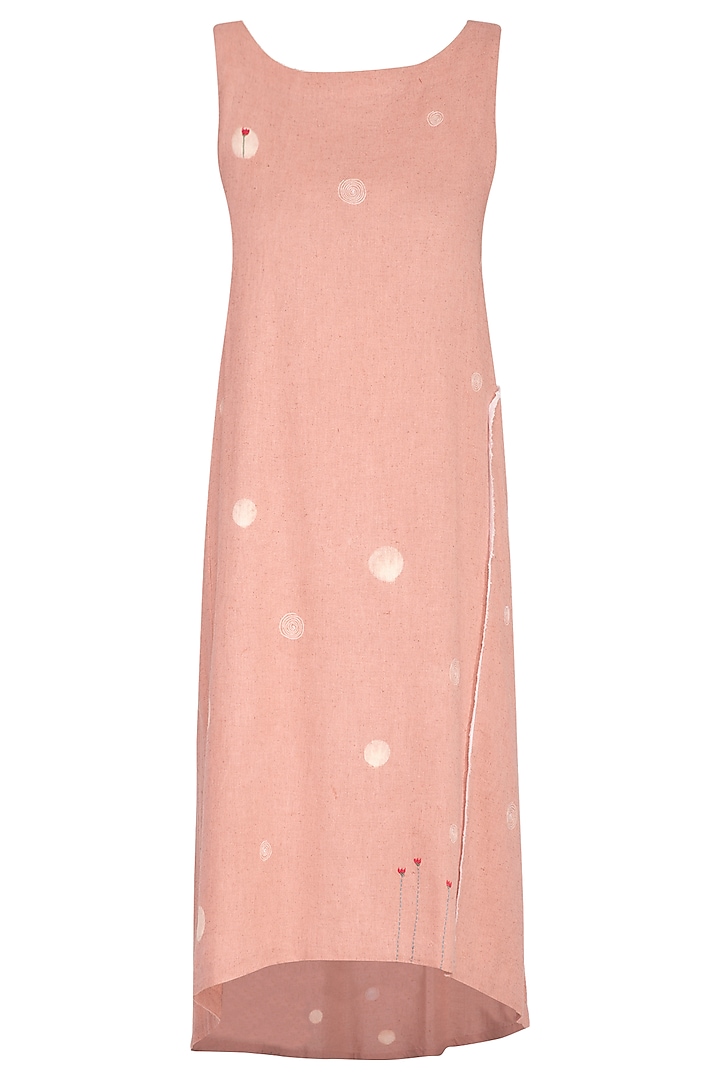 Dusty Pink Embroidered A-line Dress by IHA