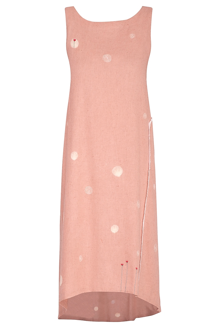 Dusty Pink Embroidered A-line Dress by IHA at Pernia's Pop Up Shop