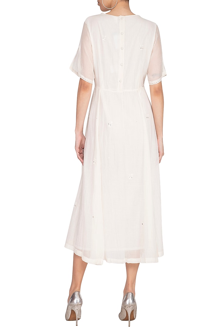 Ivory Embroidered Woven Summer Dress by IHA at Pernia's Pop Up Shop