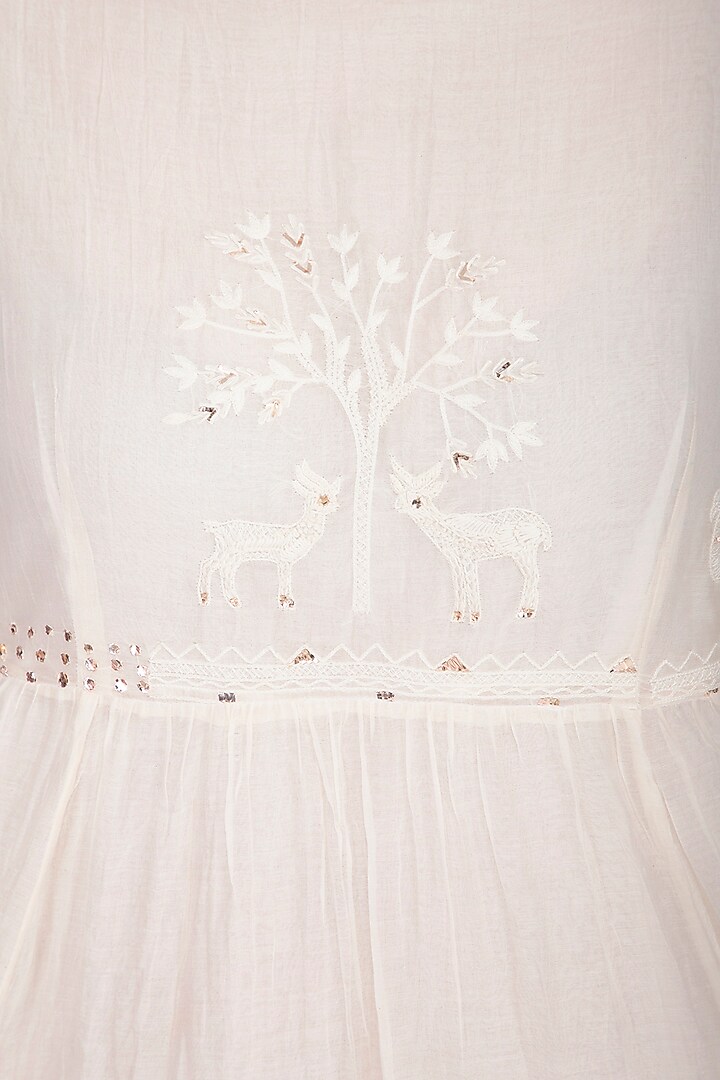 Ivory Embroidered Woven Summer Dress by IHA at Pernia's Pop Up Shop