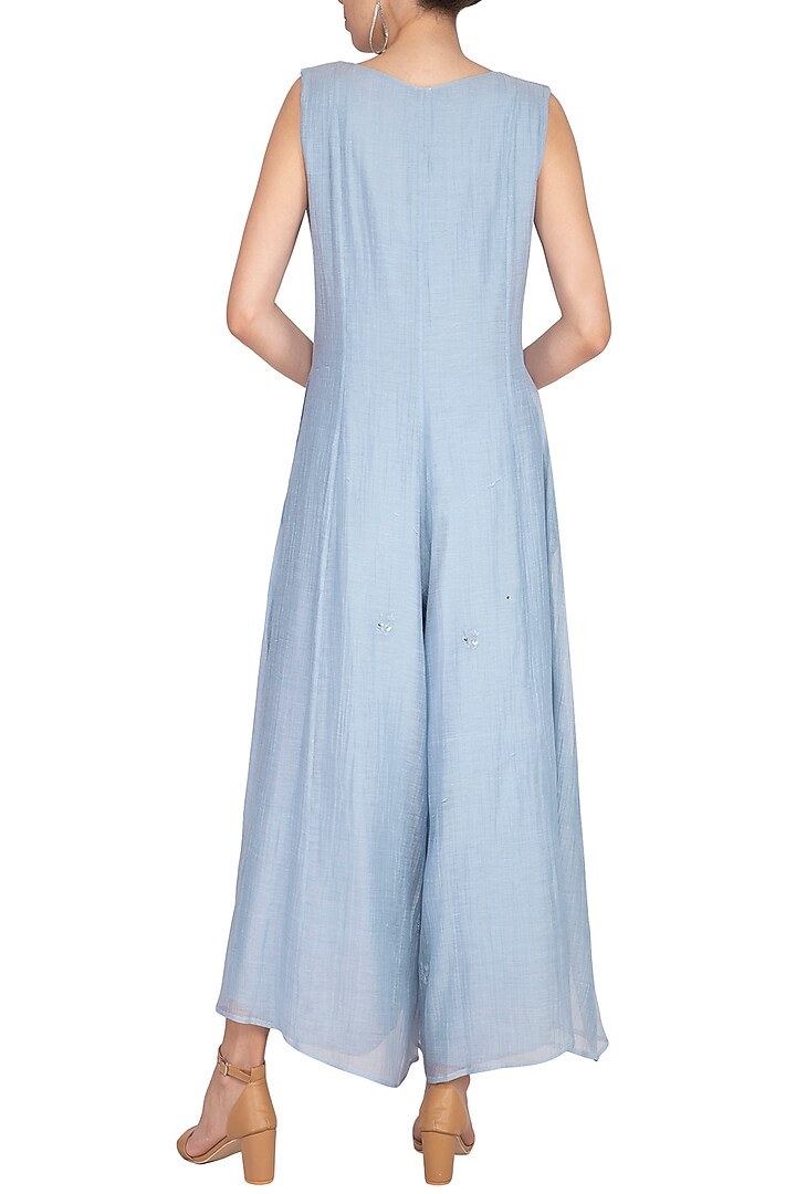 Powder Blue Embroidered Jumpsuit by IHA at Pernia's Pop Up Shop