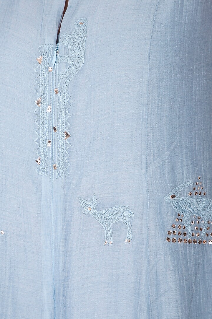 Powder Blue Embroidered Jumpsuit by IHA at Pernia's Pop Up Shop