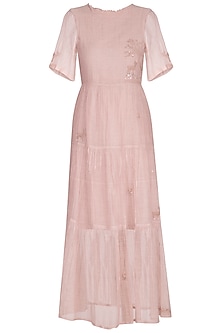 Onion Pink Embroidered Tiered Dress Design by IHA at Pernia's Pop Up ...