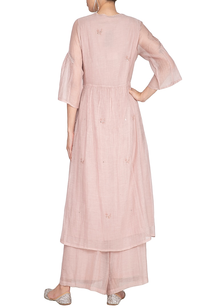 Pink Embroidered Kurta With Palazzo Pants by IHA at Pernia's Pop Up Shop