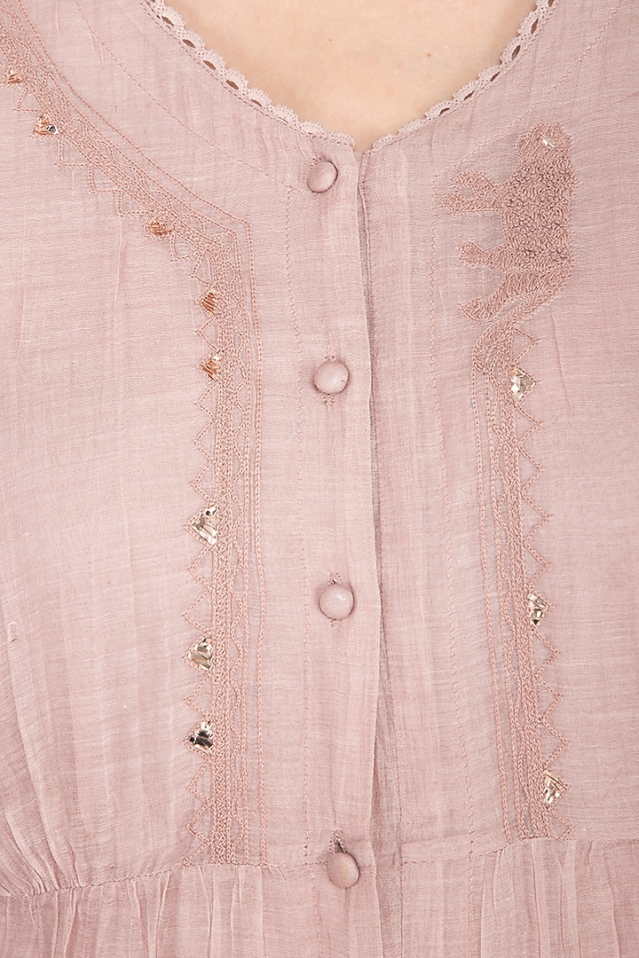 Pink Embroidered Kurta With Palazzo Pants by IHA at Pernia's Pop Up Shop