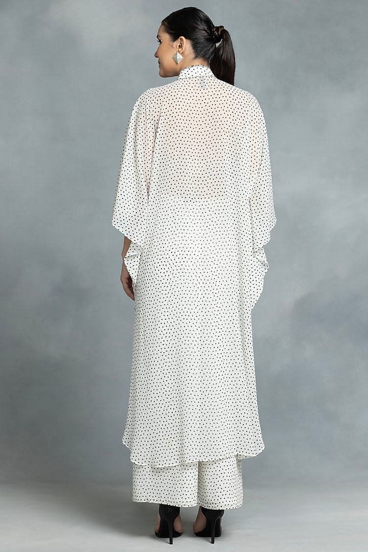 Ivory Chiffon Hand Embroidered & Printed Kaftan Set by IKKA by Kanika Saluja at Pernia's Pop Up Shop