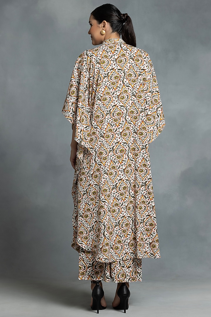 Multi-Colored Crepe Hand Embroidered & Printed Kaftan Set by IKKA by Kanika Saluja at Pernia's Pop Up Shop