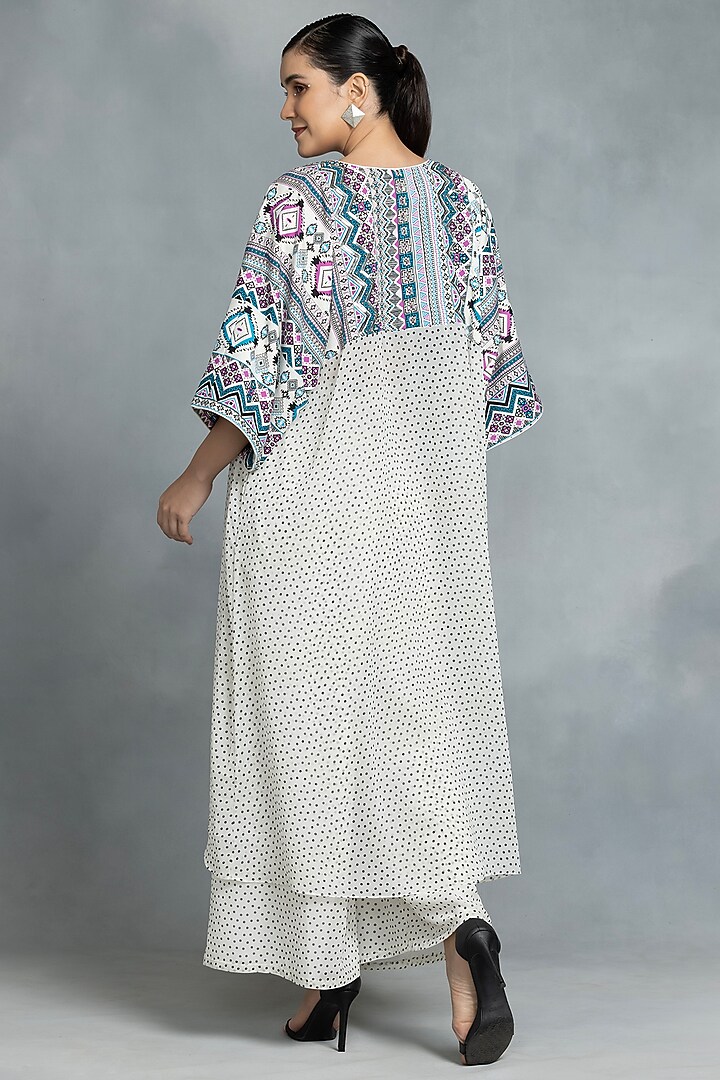 Multi-Colored Chiffon & Crepe Hand Embroidered Tunic Set by IKKA by Kanika Saluja at Pernia's Pop Up Shop