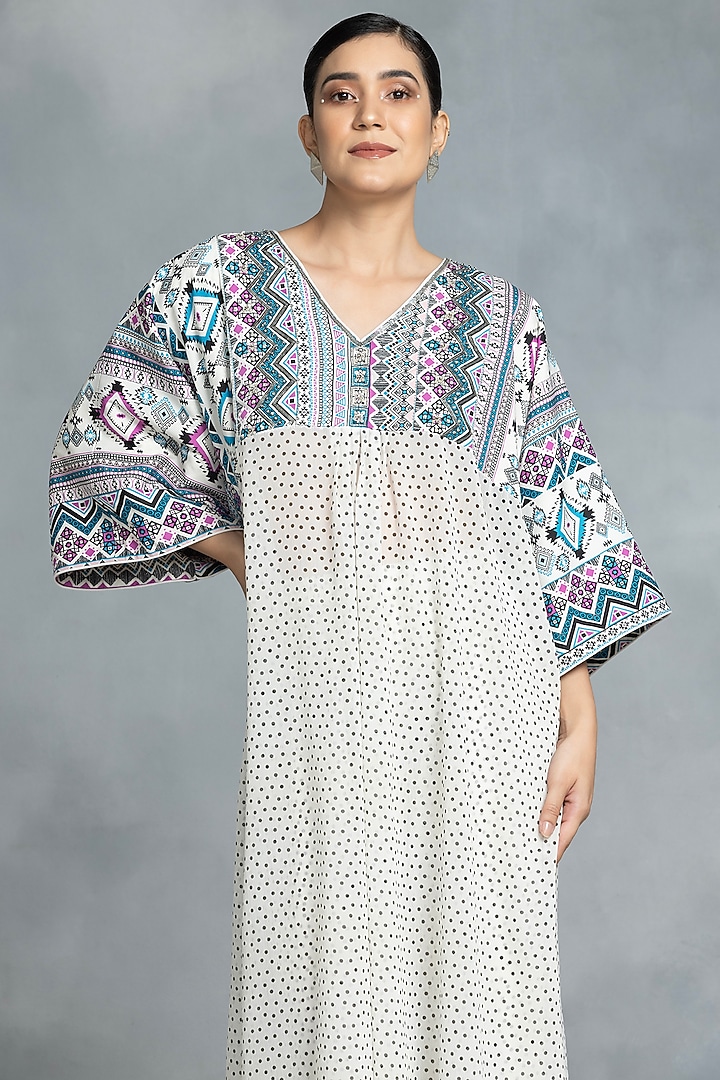 Multi-Colored Chiffon & Crepe Hand Embroidered Tunic Set by IKKA by Kanika Saluja at Pernia's Pop Up Shop