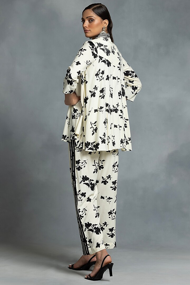 Ivory & Black Cotton Floral Motif Printed Co-Ord Set by IKKA by Kanika Saluja at Pernia's Pop Up Shop