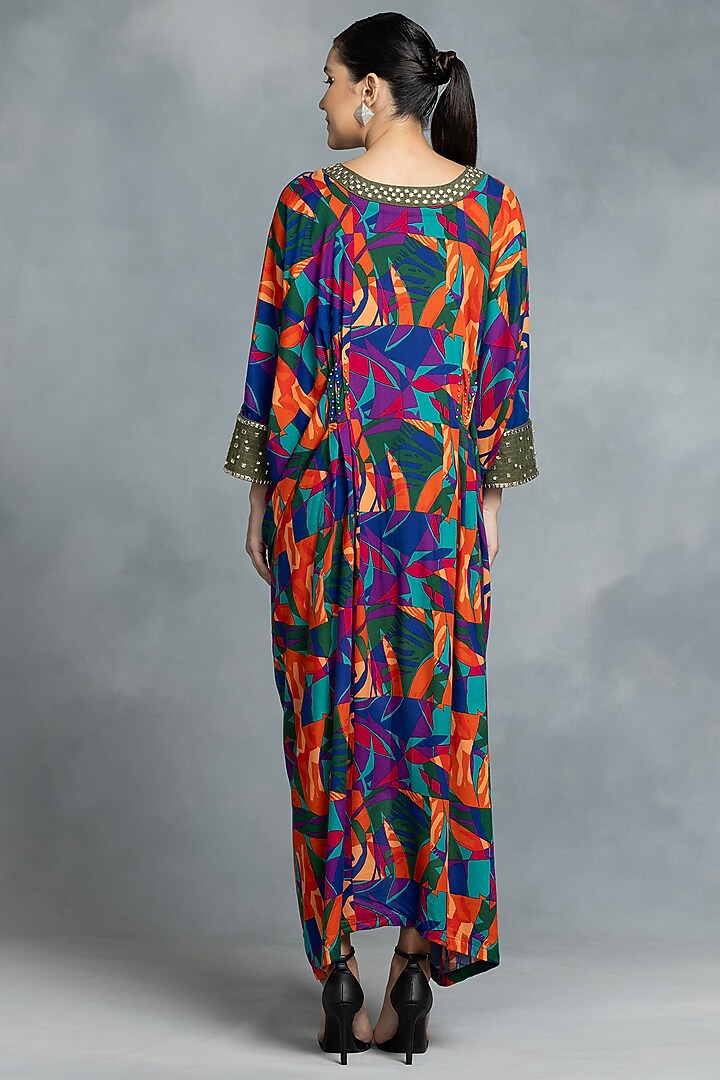 Multi-Colored Cotton Hand Embroidered & Printed Kaftan by IKKA by Kanika Saluja at Pernia's Pop Up Shop