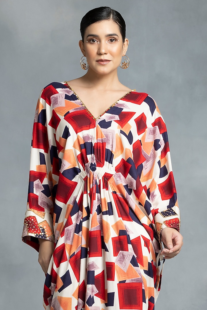Multi-Colored Cotton Hand Embroidered & Printed Kaftan by IKKA by Kanika Saluja at Pernia's Pop Up Shop