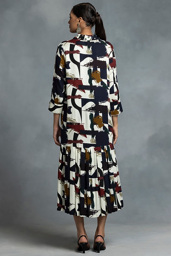 Multi-Colored Cotton Printed Midi Vacation Dress by IKKA by Kanika Saluja at Pernia's Pop Up Shop