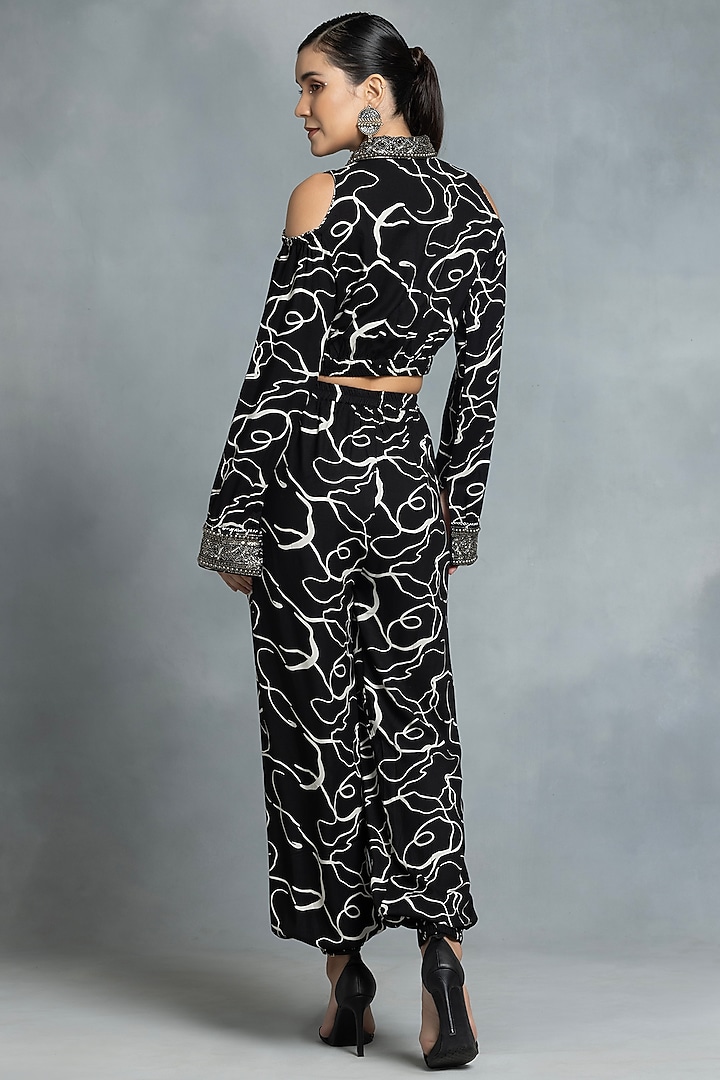Black Cotton Spiral Printed Co-Ord Set by IKKA by Kanika Saluja at Pernia's Pop Up Shop