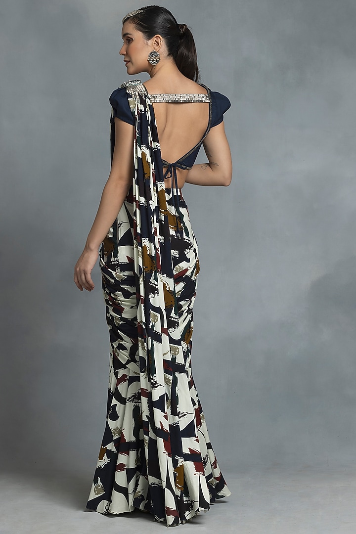 Multi-Colored Cotton Printed Draped Wedding Saree Set by IKKA by Kanika Saluja at Pernia's Pop Up Shop