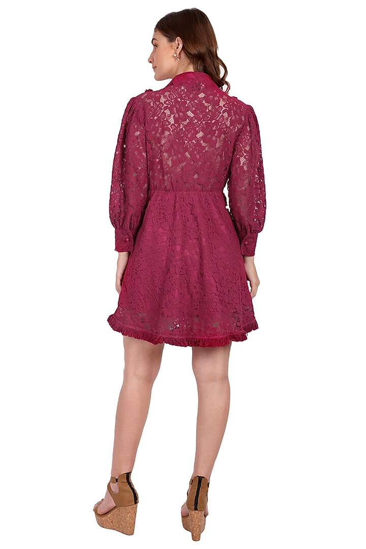Magenta Cotton & Lace Skater Summer Dress by IKI CHIC at Pernia's Pop Up Shop