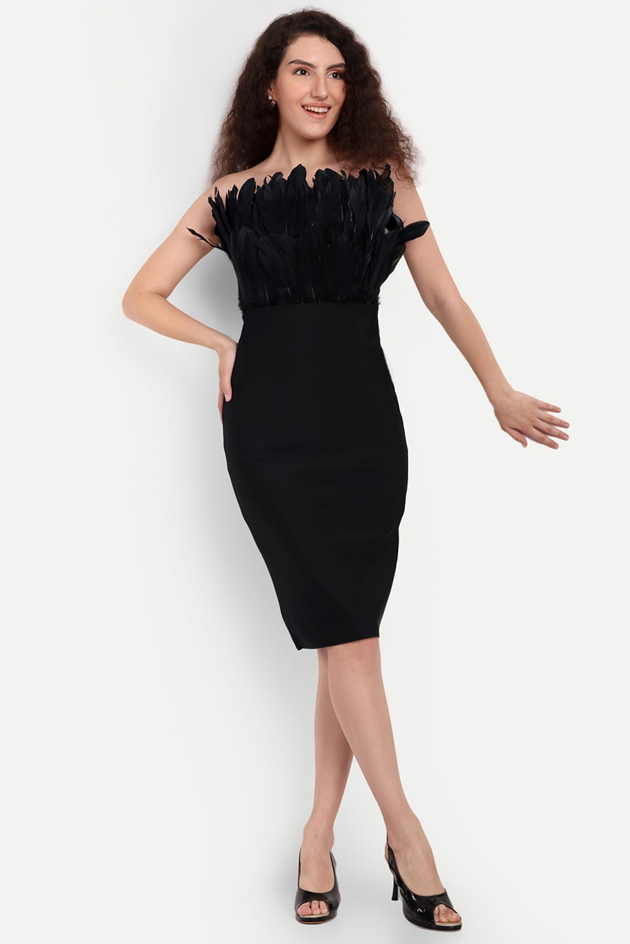blue dress for baby girl Women's Ebony Slit V-Neck Elastic Spandex Floor Length Dress Customize Black Mean Blvd main image 1