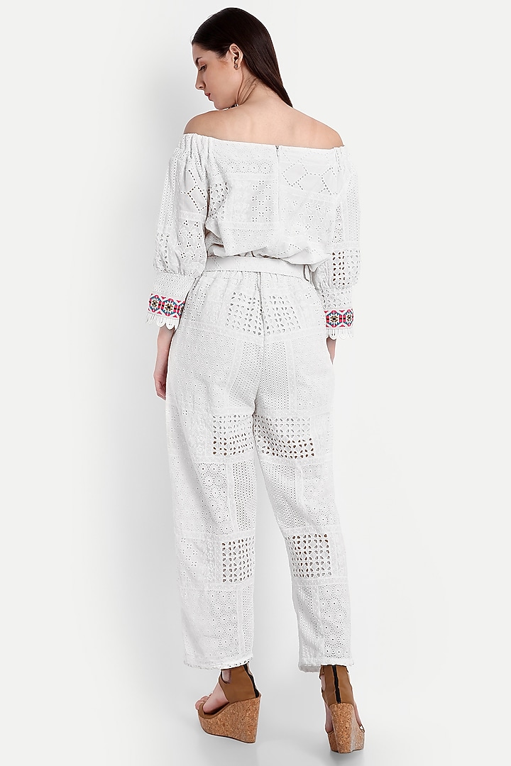 White Cotton Jumpsuit With Belt by IKI CHIC at Pernia's Pop Up Shop