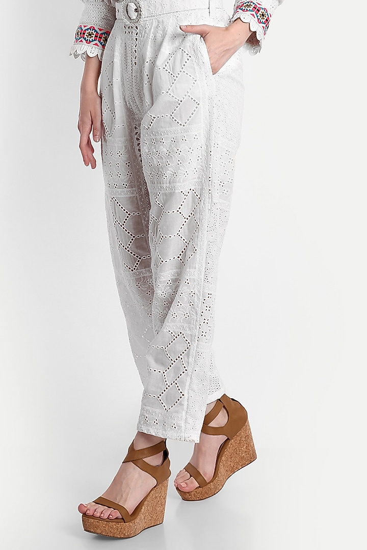 White Cotton Jumpsuit With Belt by IKI CHIC at Pernia's Pop Up Shop