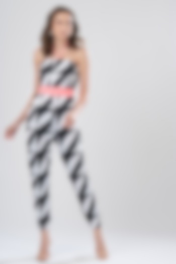 Black & White Monochrome Printed Jumpsuit by IKI CHIC