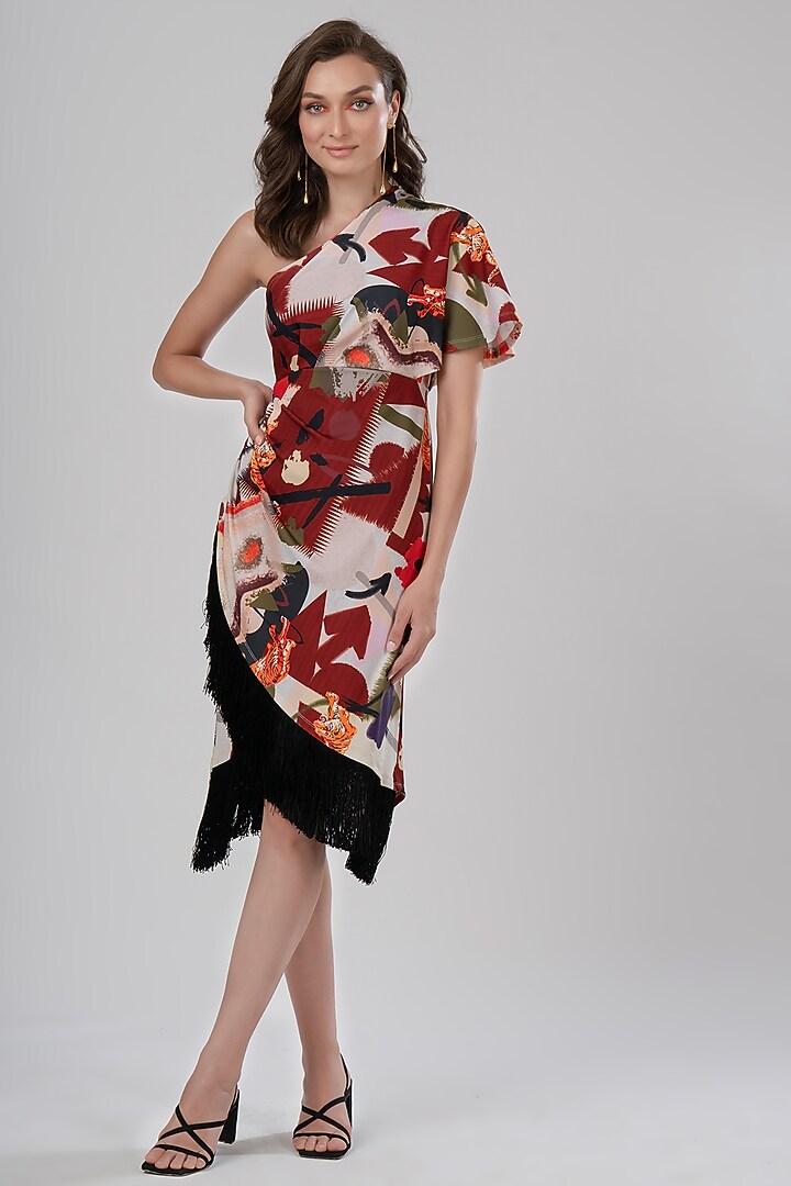 Multi-Colored Abstract Print Midi Summer Dress by IKI CHIC at Pernia's Pop Up Shop