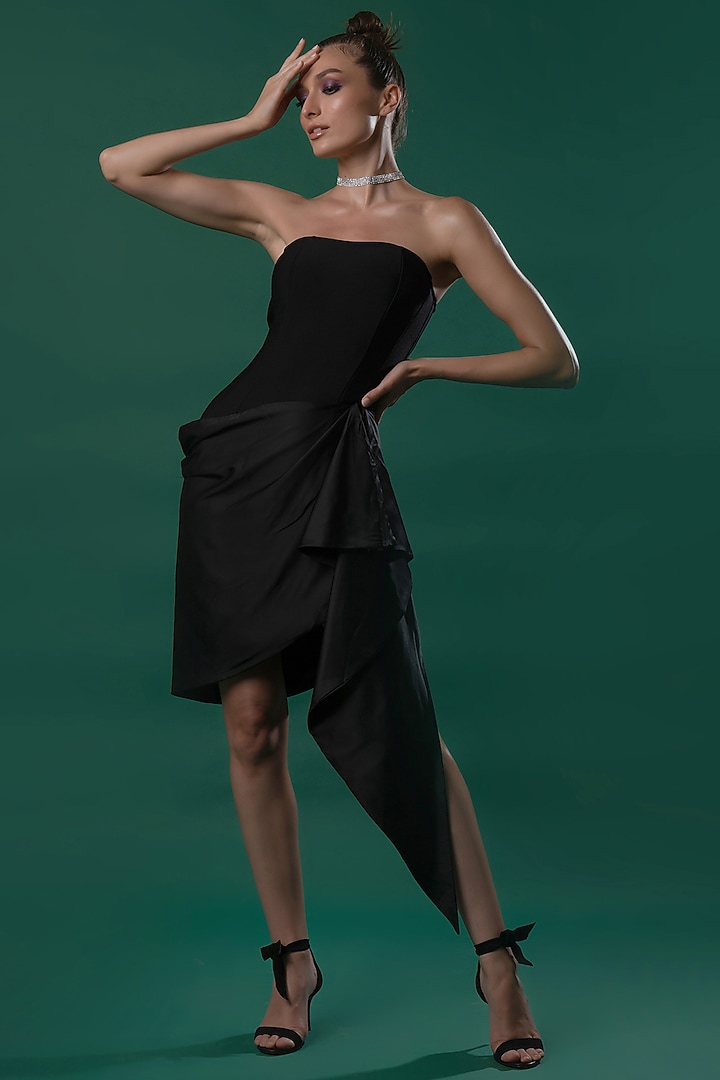 Black Polyester Off Shoulder Summer Dress by IKI CHIC at Pernia's Pop Up Shop