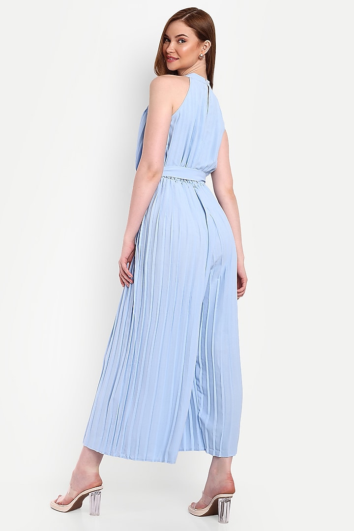Light Blue Polyester Cotton Jumpsuit by IKI CHIC at Pernia's Pop Up Shop